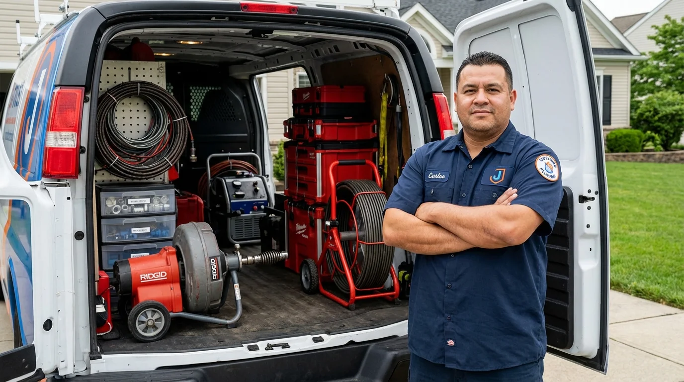 Professional drain cleaning equipment and Johns Plumbing LLC plumber in Gassville