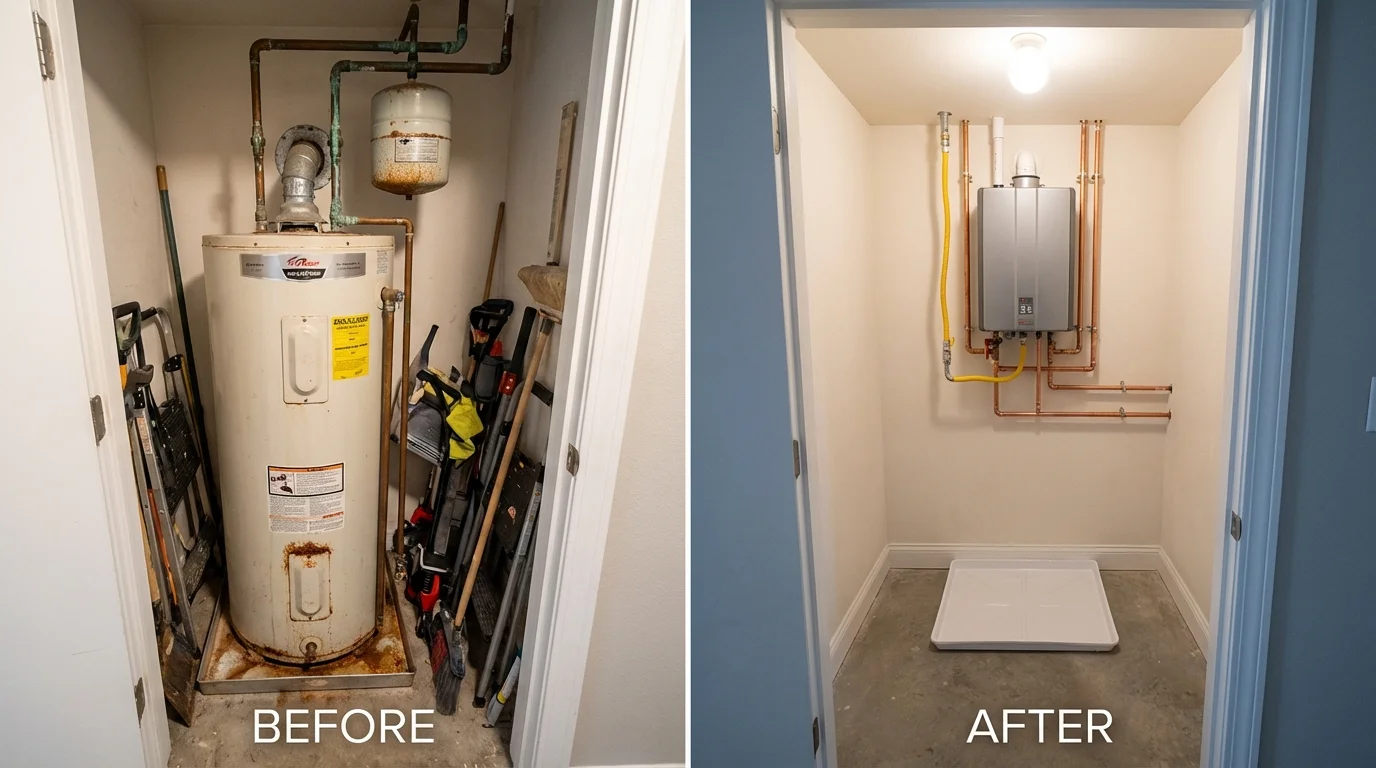 Tank water heater versus wall-mounted tankless unit comparison for Gassville, AR homeowners