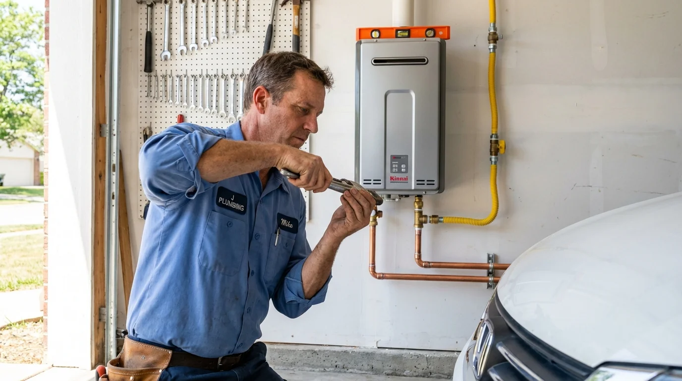 Tankless water heater installation by a Johns Plumbing LLC plumber in Gassville